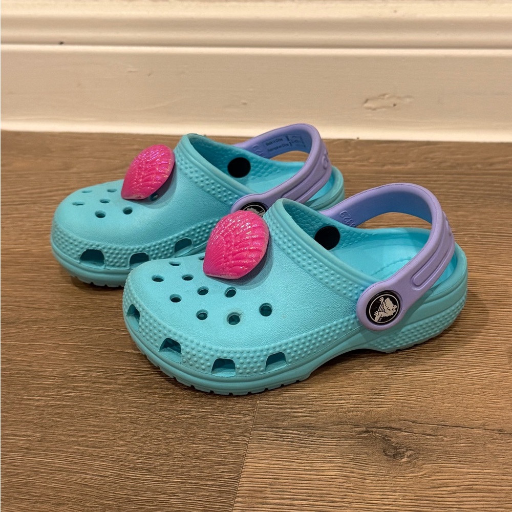 Crocs Seashell Mermaid Under The Sea Slip On Shoes Aqua Blue Pink 7c